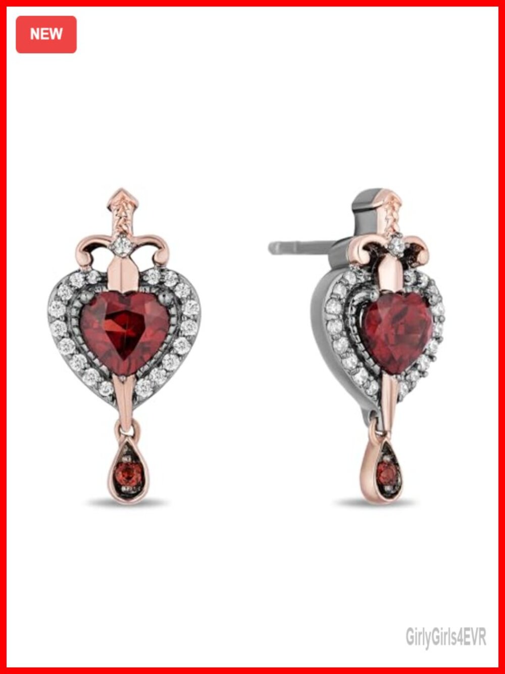 Enchanted Disney Evil Queen Stud Earrings Sterling Silver 14K Rose Gold